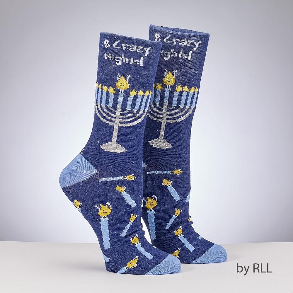 Rite Lite - Eight Crazy Nights Chanukah Adult Crew Socks - ModernTribe