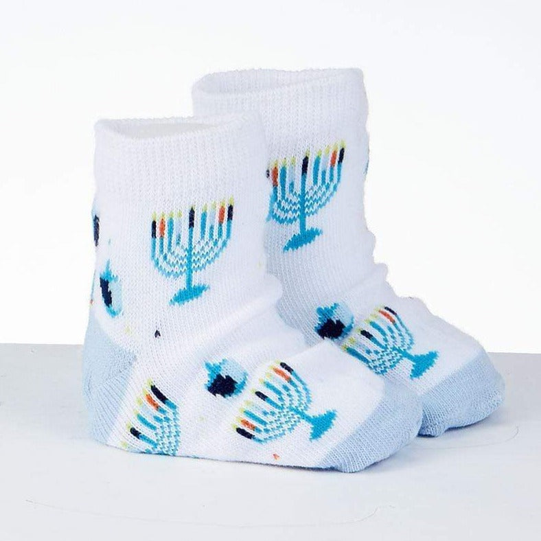 Rite Lite Socks 12-24 months / White Menorah Socks, Baby