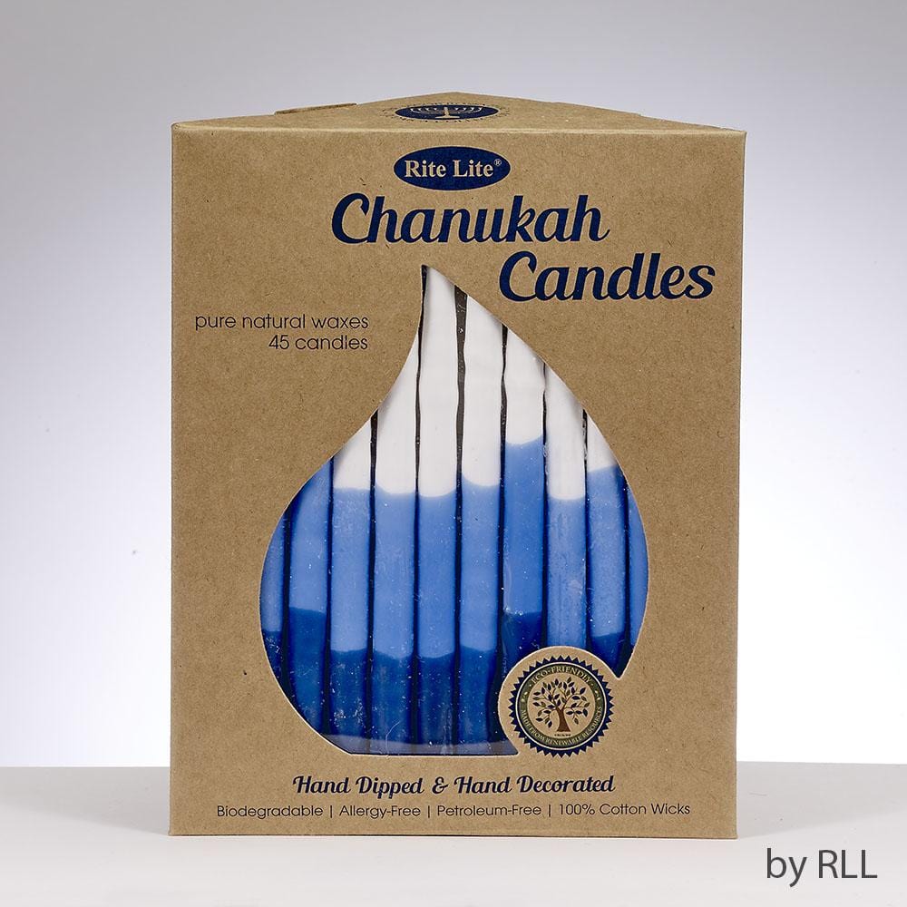 Rite Lite Hanukkah Candles Pure Veg Wax Chanukah Candles Tricolor Blue & White