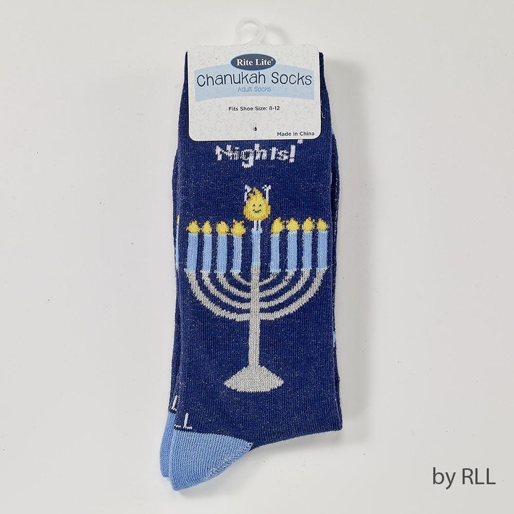 Rite Lite - Eight Crazy Nights Chanukah Adult Crew Socks - ModernTribe