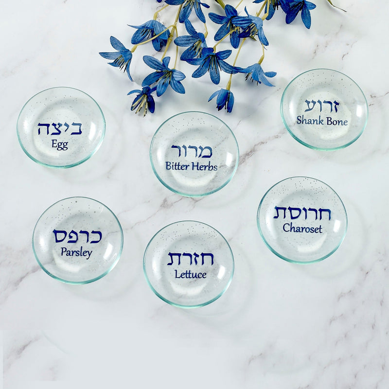 Rite Lite - Glass Seder Plate Dishes with Glitter - Set of 6 - ModernTribe