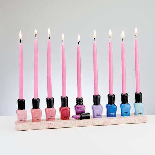 Hand-Painted Ceramic Nail Polish Menorah