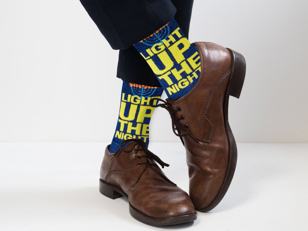 Rite Lite - Hanukkah Adult Crew Socks, "Light Up The Night" - ModernTribe