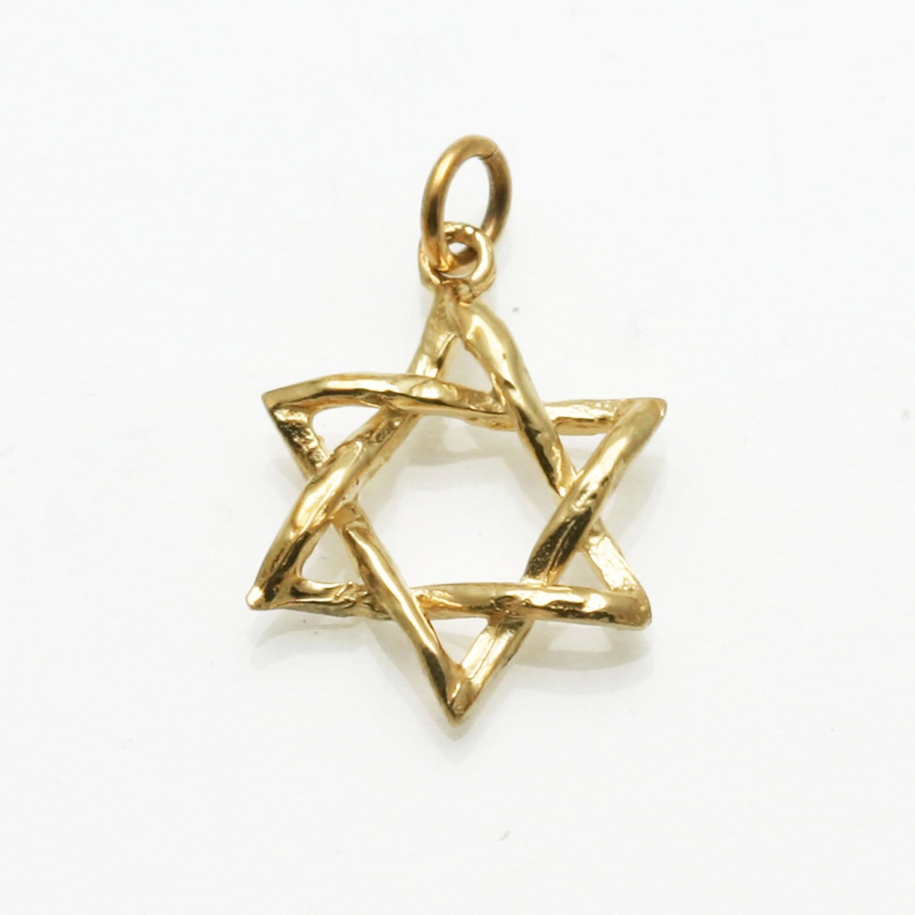 Bareket Jewelry Necklaces 14k Yellow Gold / 16" Box Chain Curvy 14k Gold Star of David Pendant