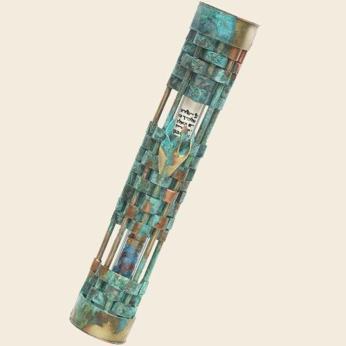 Gary Rosenthal - Woven Wedding Mezuzah with Green Patina by Gary Rosenthal - ModernTribe