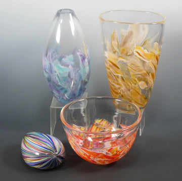 Rosetree Glass Studio Candlesticks Glass Smash Glass Tall Shabbat Candlesticks by Rosetree Glass Studio
