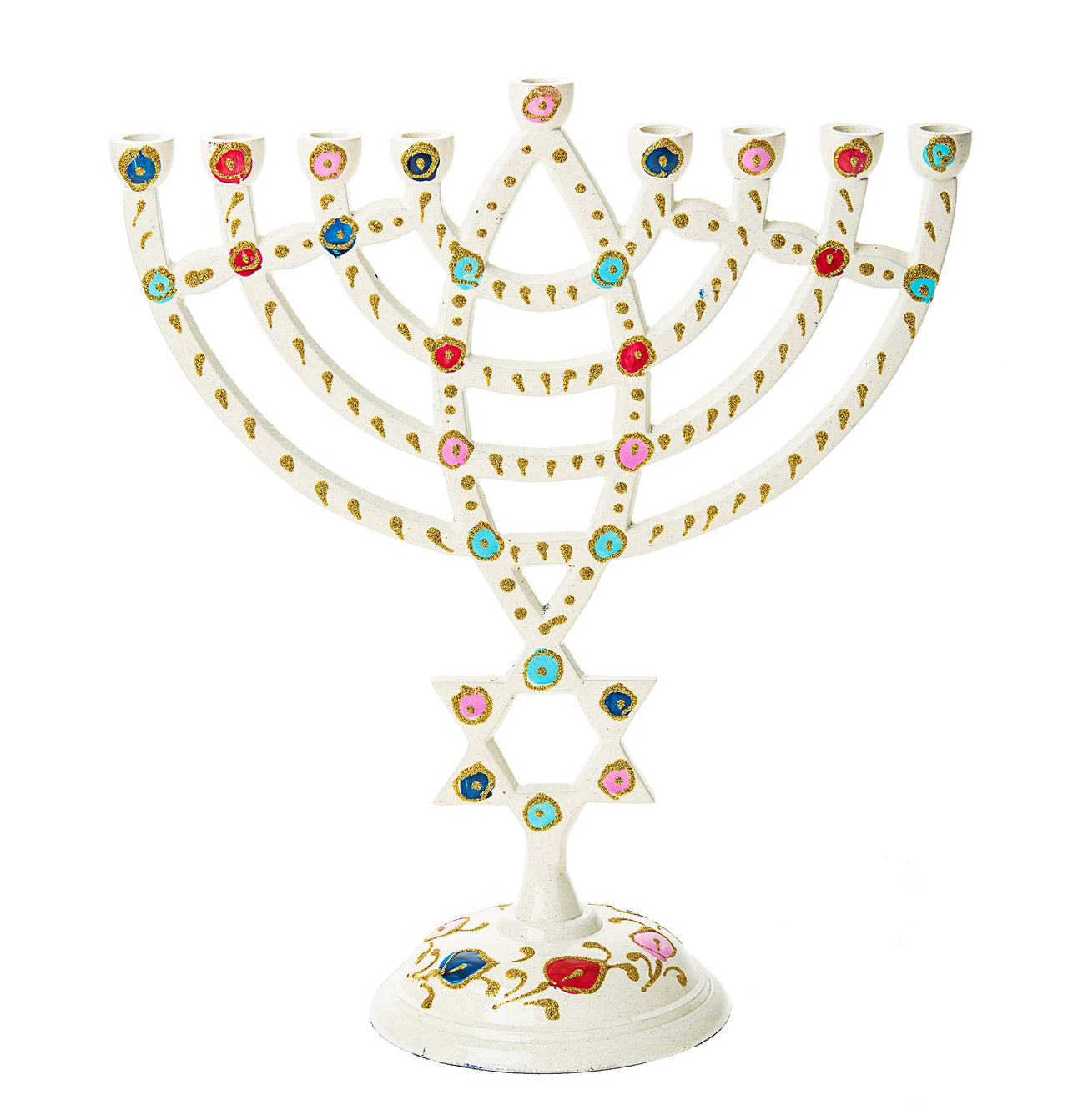 Copa Judaica - White and Colorful Star of David Menorah - ModernTribe