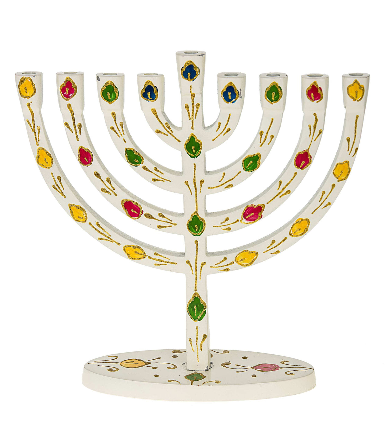 Copa Judaica - White and Colorful Leaves Menorah - ModernTribe