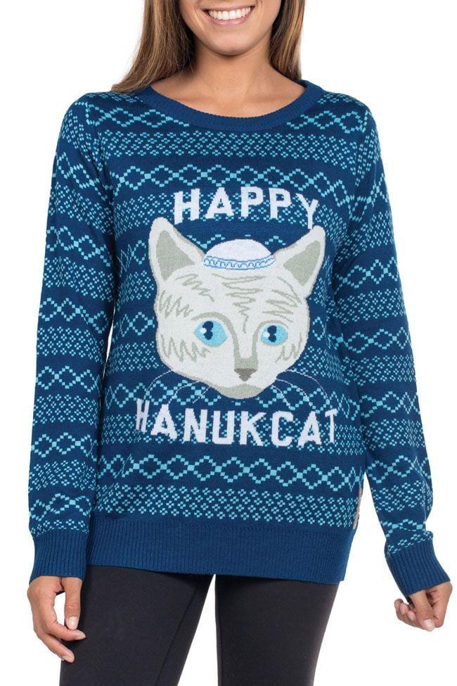 Tipsy Elves - Women's Happy Hanukcat Sweater - by Tipsy Elves - ModernTribe