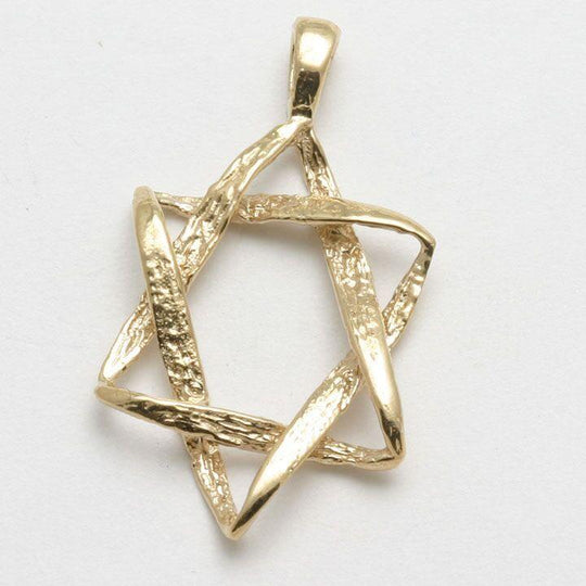 Rustic 14k Gold Star of David Pendant