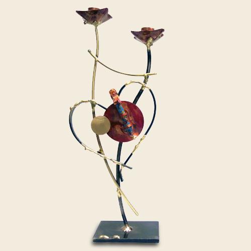 Gary Rosenthal - Yuri Two - Toned Heart Wedding Shabbat Candlesticks by Gary Rosenthal - ModernTribe