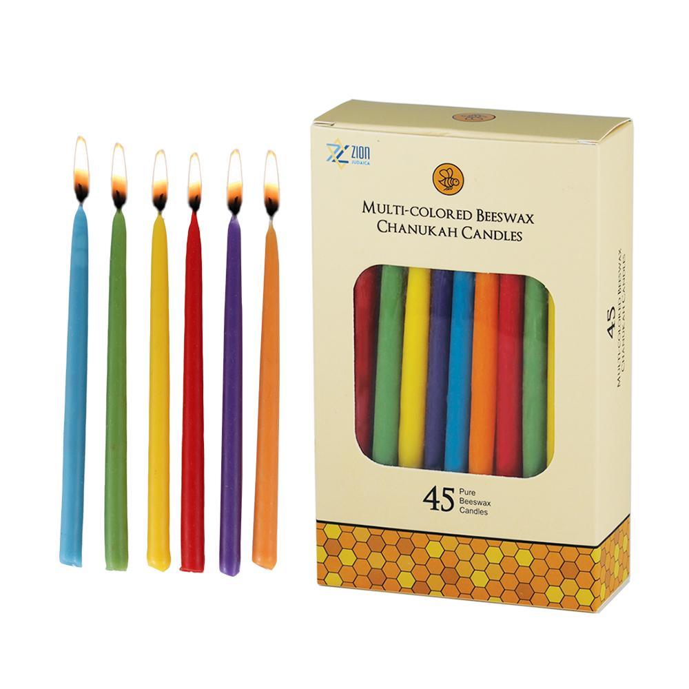Zion Judaica - Multicolored Long Beeswax Hanukkah Candles - ModernTribe