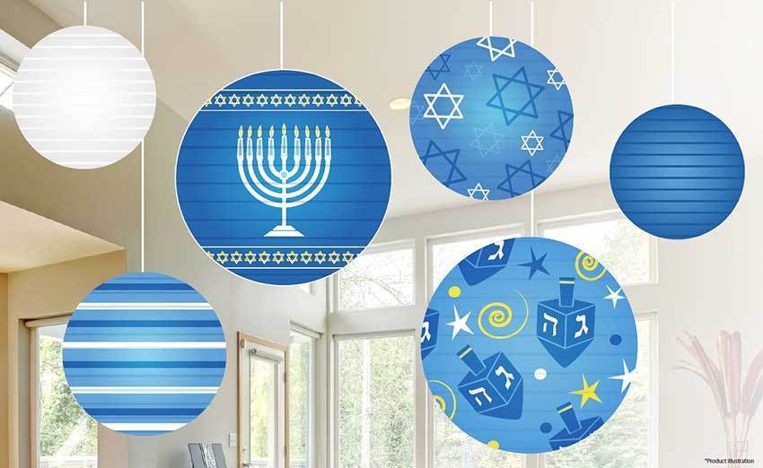 Zion Judaica Decoration Default Hanukkah Ball Lantern Decoration - Set of 6