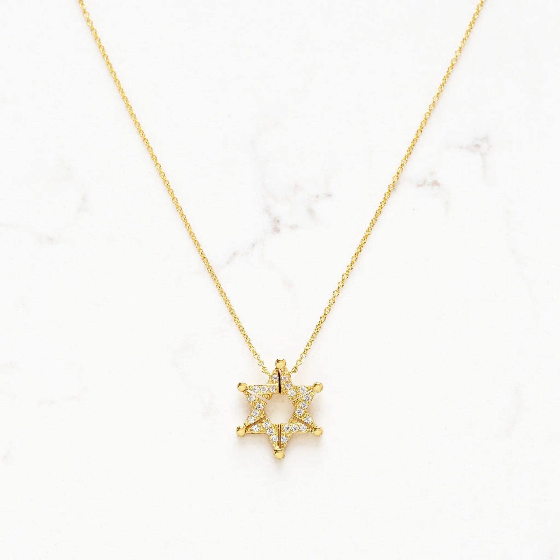 Stitch and Stone Necklaces Gold Butterfly Star of David Necklace - Gold Vermeil