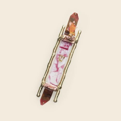 Gary Rosenthal - Glass Ribbon Glass Mezuzah with Brass Rods by Gary Rosenthal - ModernTribe