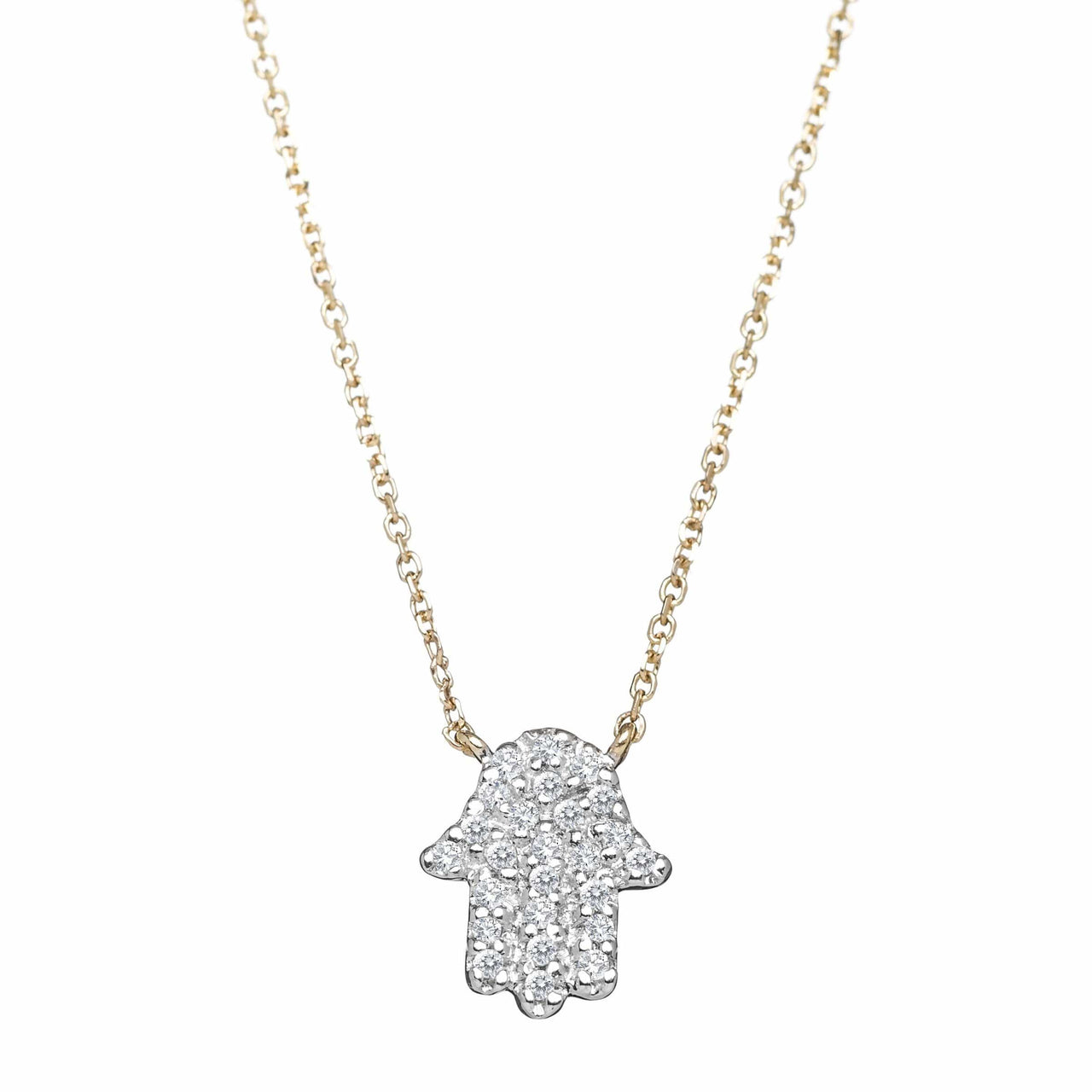 Diamond Hamsa Necklace - Gold, White Gold or Rose Gold