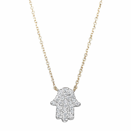 Diamond Hamsa Necklace - 14k Yellow, White or Rose Gold