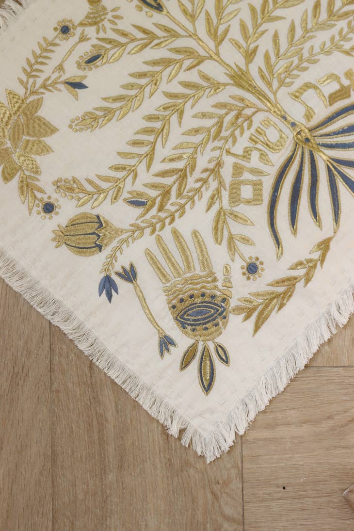 EMUNAH - Handmade Linen Tree Challah Cover - Gold - ModernTribe