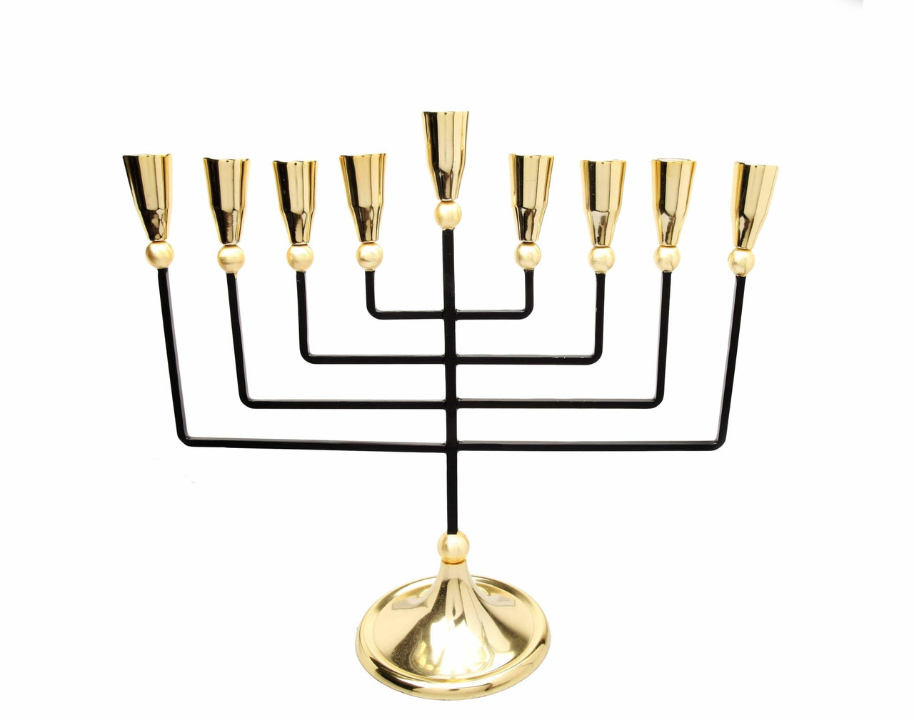 Classic Touch Decor - Black and Gold Straight Cut Menorah - ModernTribe
