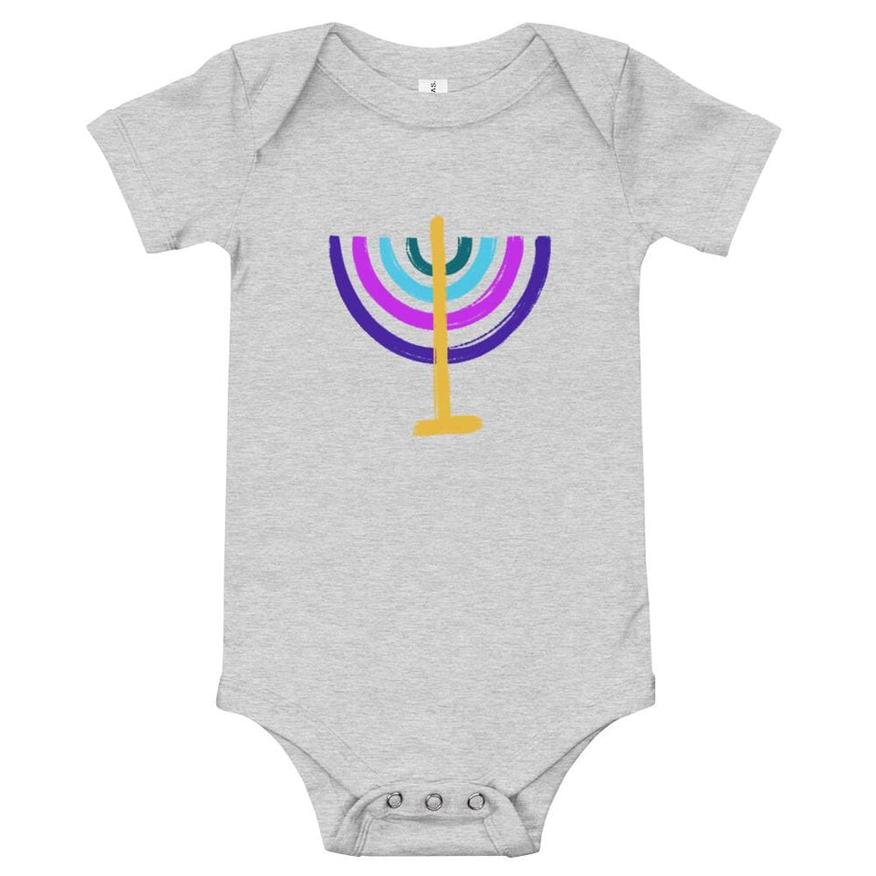 ModernTribe Apparel - Colorful Menorah Baby Onesie - (Choice of Color) - ModernTribe