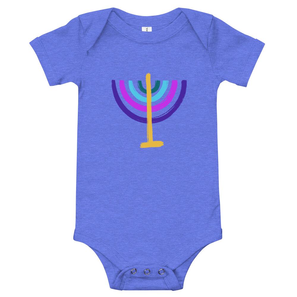 ModernTribe Apparel - Colorful Menorah Baby Onesie - (Choice of Color) - ModernTribe