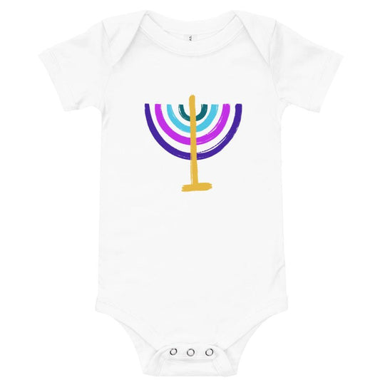 Colorful Menorah Baby Onesie - (Choice of Color)