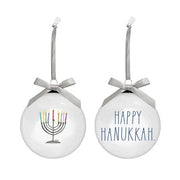 InterfaithLiving Ornaments Happy Hanukkah Glass Ornament - 2 Pieces