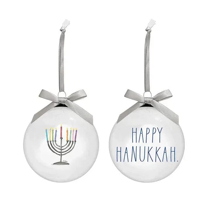 Rae Dunn - Happy Hanukkah Glass Ornaments - Set of 2 - ModernTribe