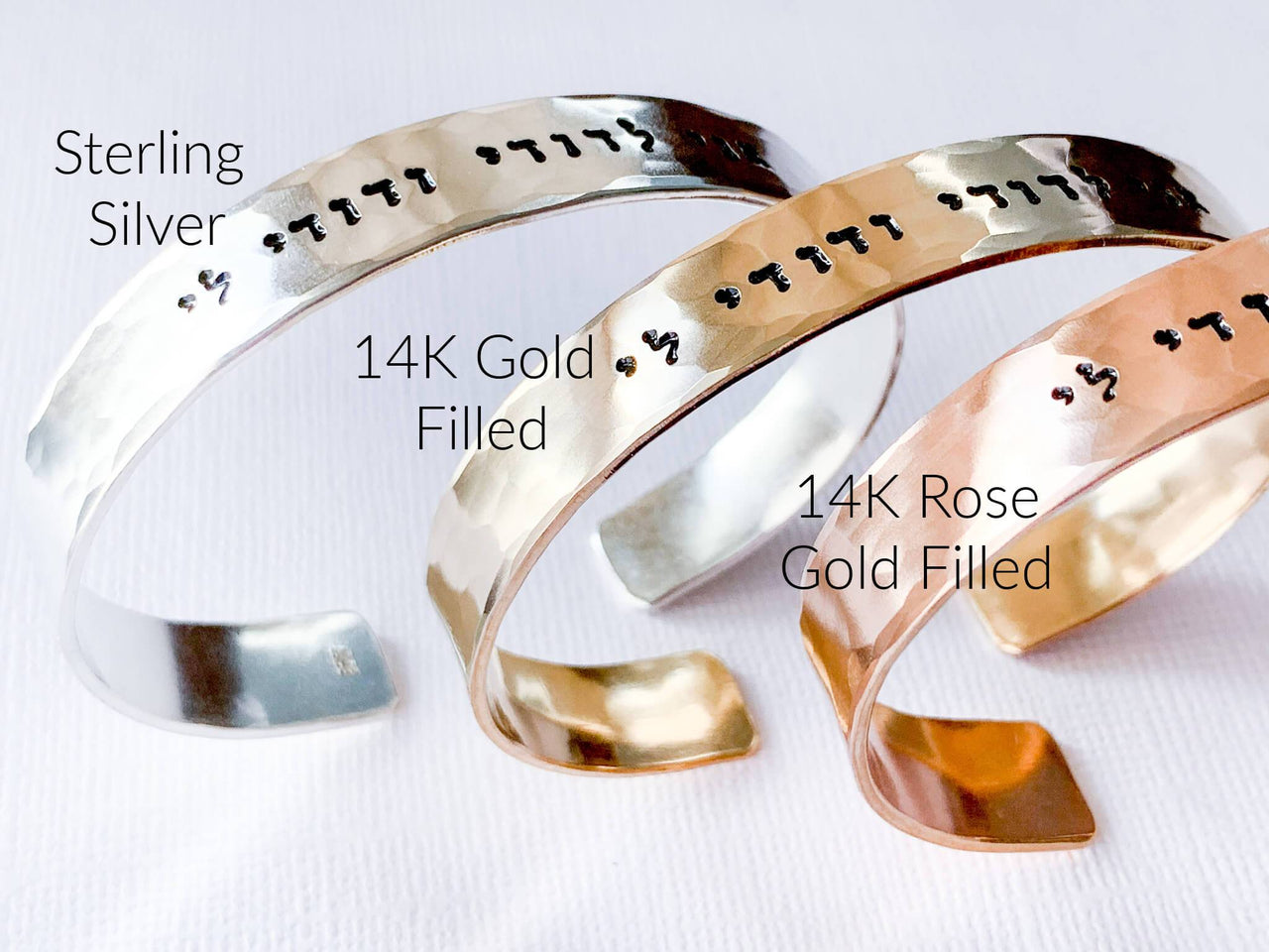 Everything Beautiful - I Am My Beloved's Hammered Cuff Bracelet - Sterling Silver, Yellow or Rose Gold - ModernTribe