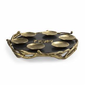 Quest - Black and Gold Marble Seder Plate - ModernTribe