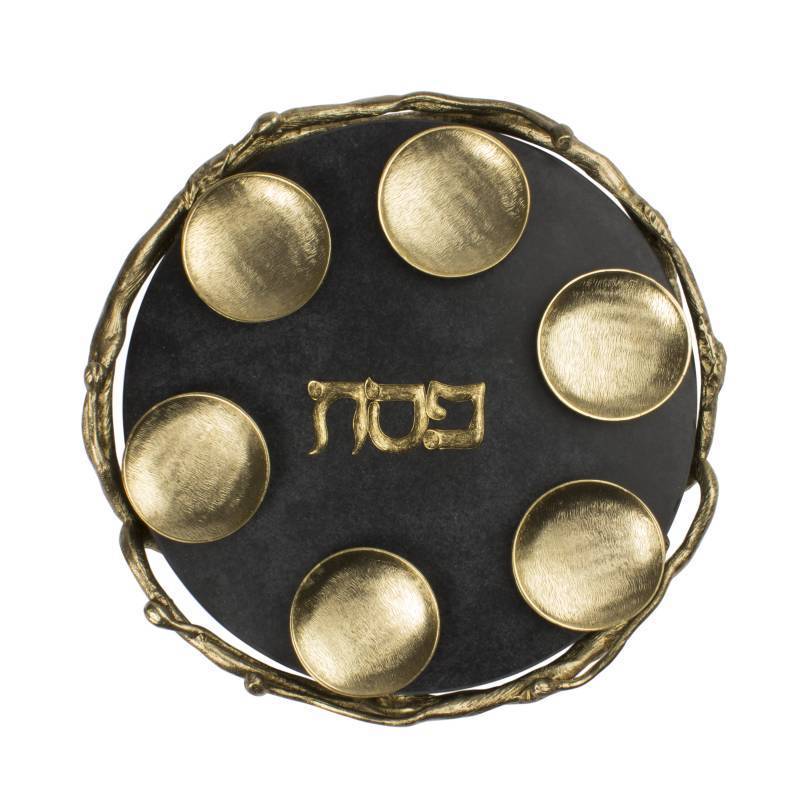 Quest - Black and Gold Marble Seder Plate - ModernTribe