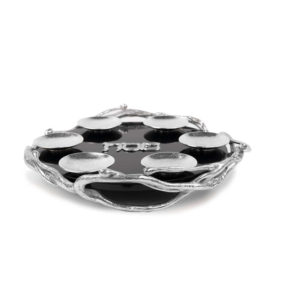 Quest - Black and Silver Marble Seder Plate - ModernTribe