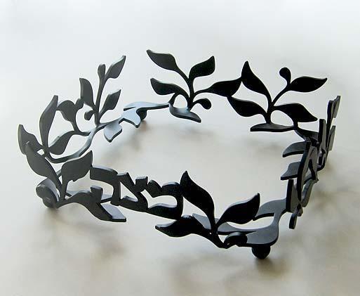 Melanie Dankowicz - Laser Cut Vine Matzah Tray in Black - ModernTribe