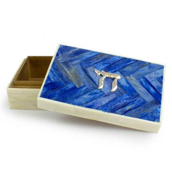 Quest Desk or Office Accessory Blue Blue Horn Inlay Chai Box