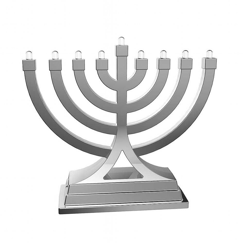 Aviv Judaica Menorahs Default Small Battery Operated LED Menorah - Silver