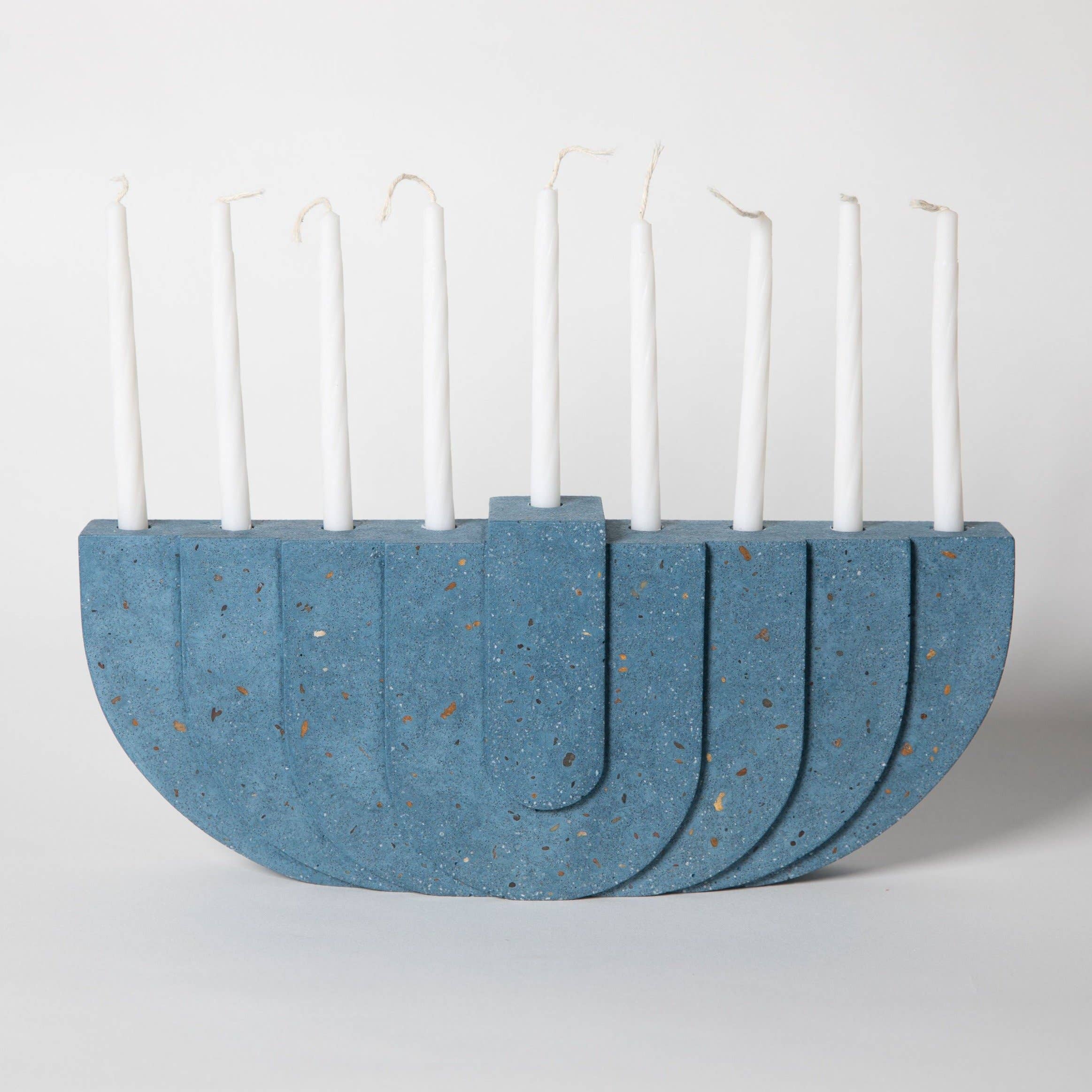 Terrazzo Concrete Menorah - Cobalt