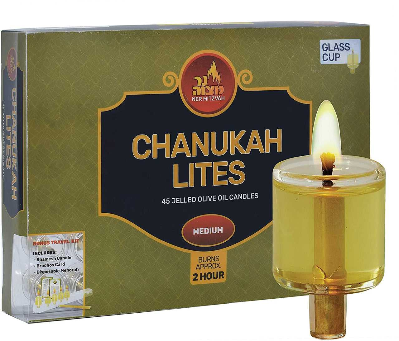 Ner Mitzvah - 2 - Hour Jelled Oil Menorah Candles - Medium - ModernTribe