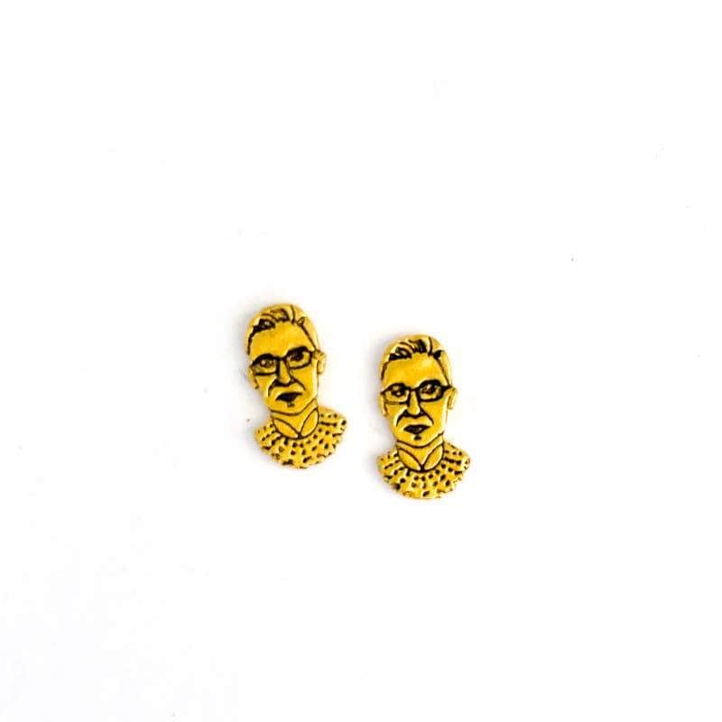 Chocolate and Steel - Ruth Bader Ginsburg RBG Stud Earrings - Sterling Silver or Gold - ModernTribe