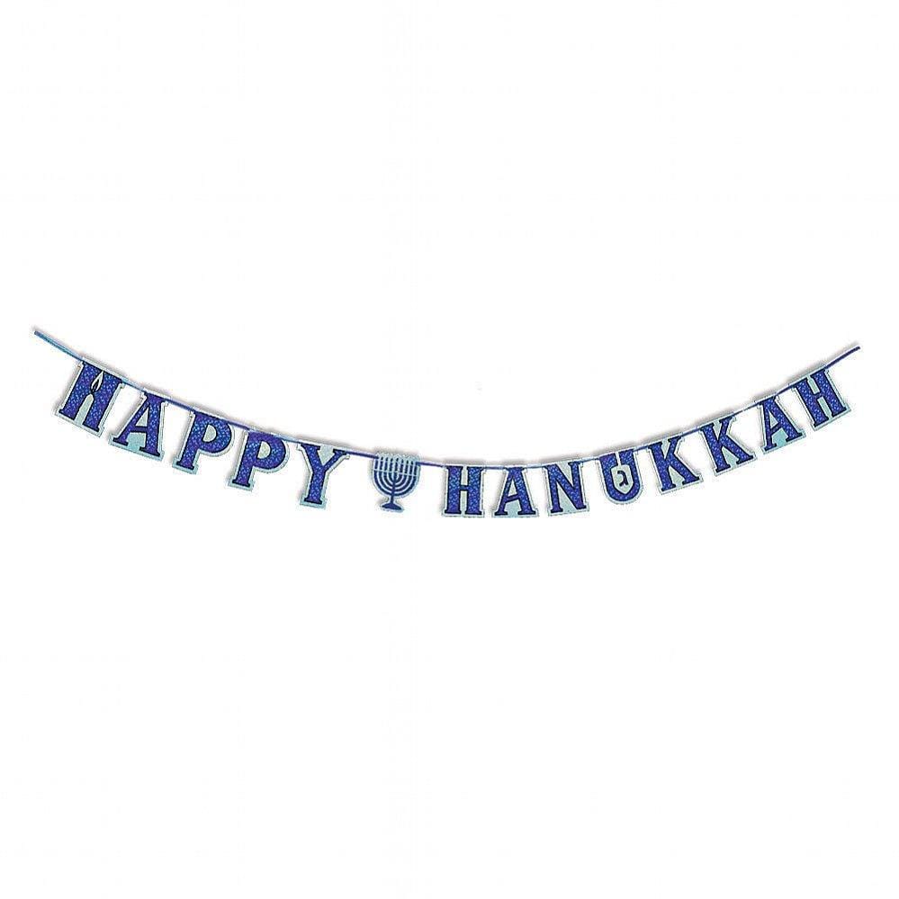 Aviv Judaica - Happy Hanukkah Holographic Letter Banner on Ribbon - ModernTribe