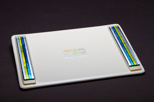 Cream Glass Challah Tray by Daryl Cohen
