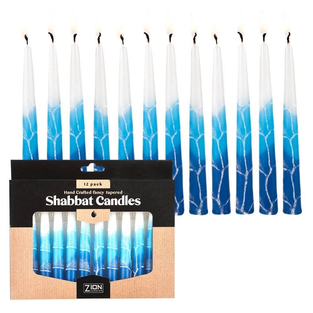 Zion Judaica - Handmade Shabbat Candles - Blue Elegance - ModernTribe