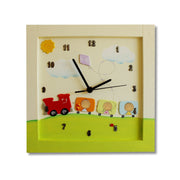 Sharon Goldstein Happy Judaica Clock Color Train Personalized Children's Wall Clocks in Hebrew or English