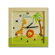 Sharon Goldstein Happy Judaica Clock Lion King & Giraffe Personalized Children's Wall Clocks in Hebrew or English