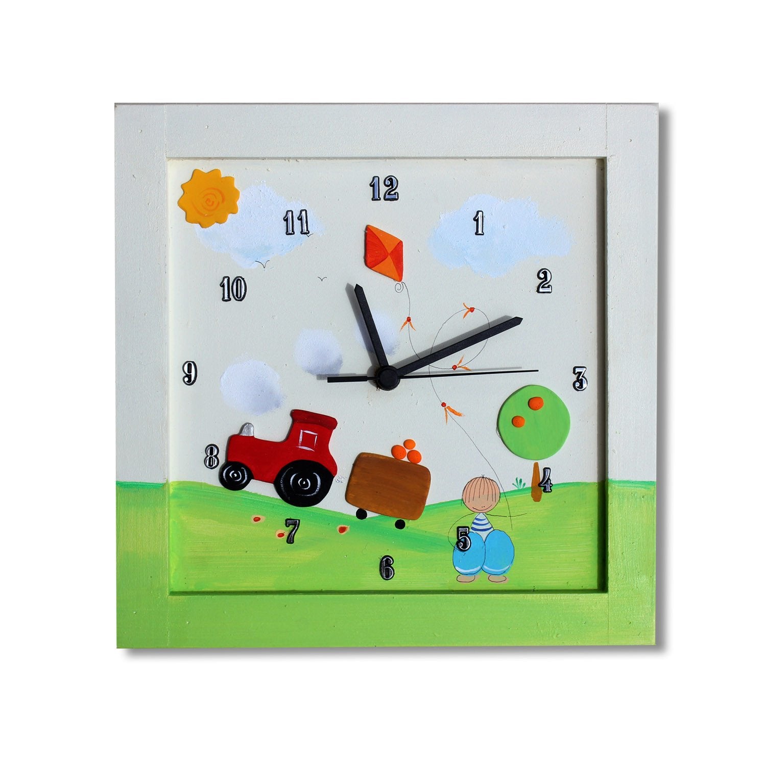 Sharon Goldstein Happy Judaica Clock The Village Personalized Children's Wall Clocks in Hebrew or English