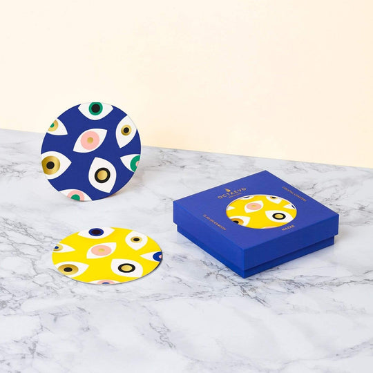 Evil Eye Paper Cocktail Coasters by Octaevo