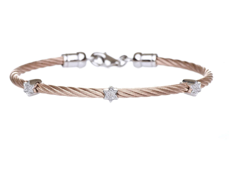 Alef Bet - Diamond Star of David Stacking Cable Bracelet - Choice of Color - ModernTribe