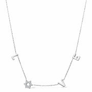 Alef Bet Necklaces White Gold Love Necklace in 14k White Gold with Diamond Star of David