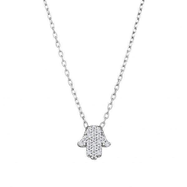 Alef Bet Necklaces Silver Tiny Hamsa Sparkle Necklace - Gold, Silver or Rose Gold