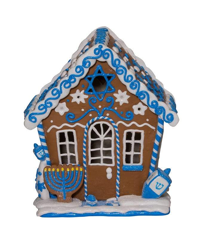 Kurt S. Adler, Inc. - Gingerbread LED Hanukkah House Table Piece - ModernTribe