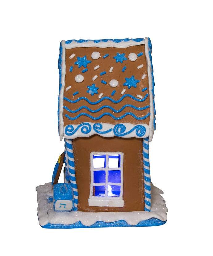 Kurt S. Adler, Inc. - Gingerbread LED Hanukkah House Table Piece - ModernTribe